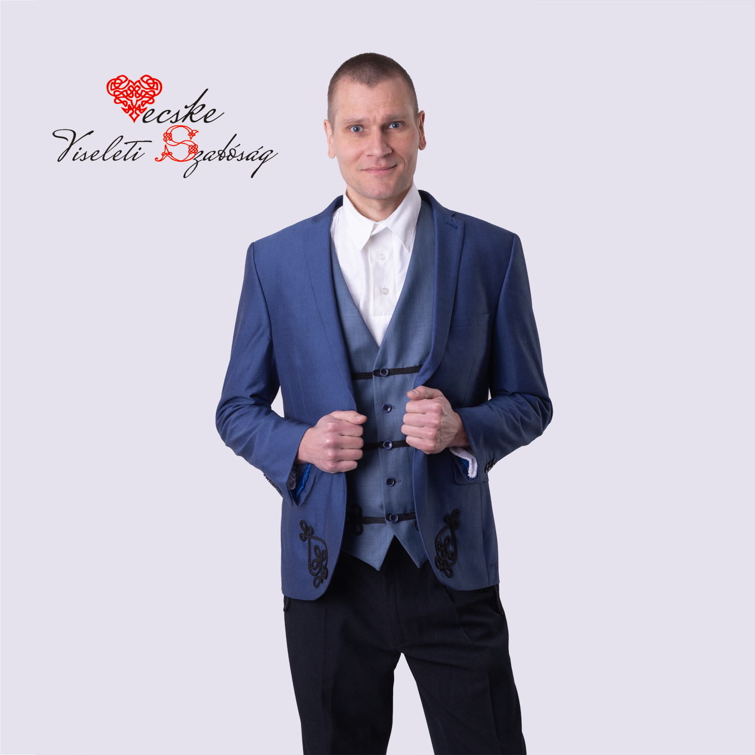 Bocskai zsinórozású kék zakó